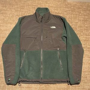 The North Face Men's Hunter Green & Gray Polartec Fleece Denali Jacket size S